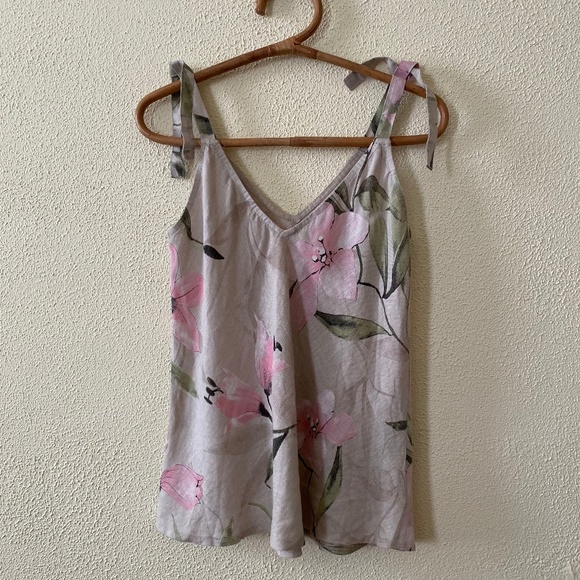 Vintage Tops - Vintage Handmade Linen Tie Shoulder Tank S